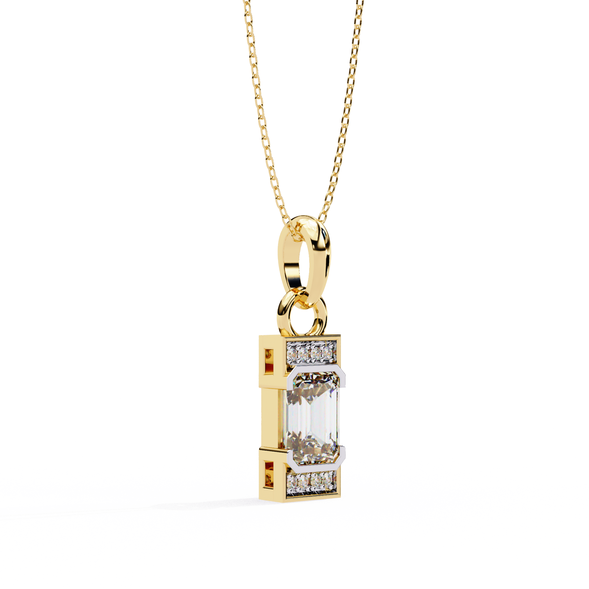 Solitairekart 1.05ct Natural Diamond Elevate Emerald Pendant-H Color, VS1 Clarity